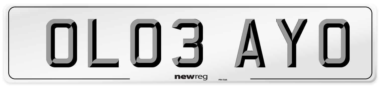 OL03 AYO Number Plate from New Reg